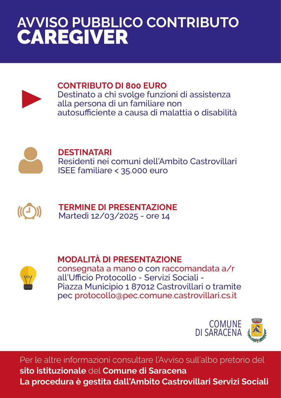 CONTRIBUTO ECONOMICO AI CAREGIVER FAMILIARI (Assistenti familiari)