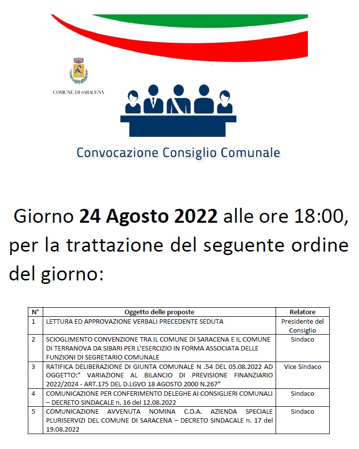 Convocazione Consiglio Comunale