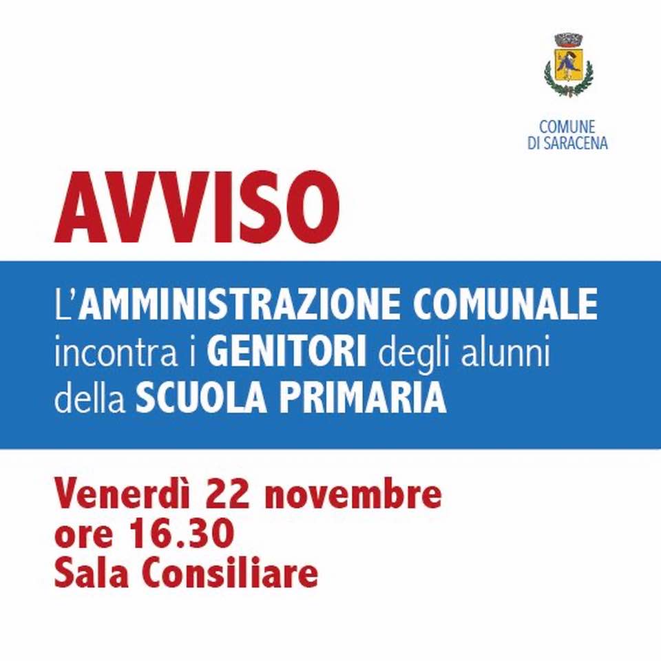 Venerdì 22 novembre alle ore 16.30 incontriamo i genitori degli alunni della scuola primaria per discutere dell’andamento del servizio di trasporto scolastico e di eventuali azioni migliorative che è possibile attuare