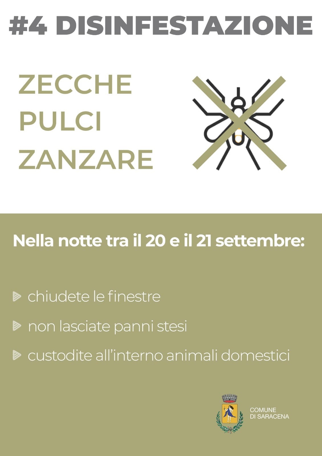 Disinfestazione contro zanzare, zecche e pulci.