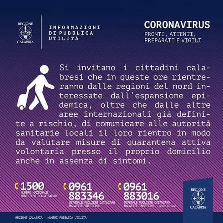 CORONAVIRUS - Si richiede la massima collaborazione