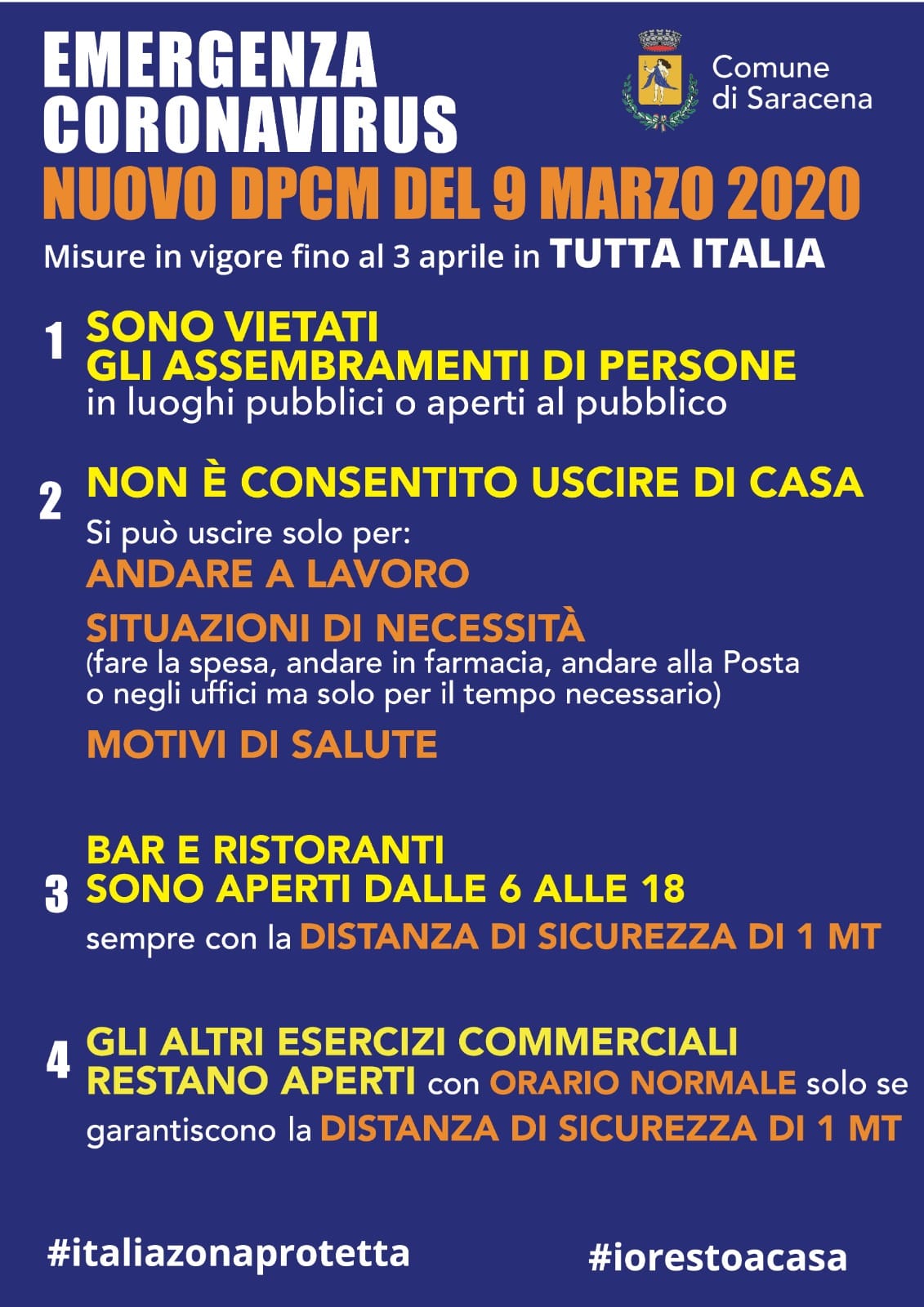 Nuovo dpcm del 9 marzo 2020