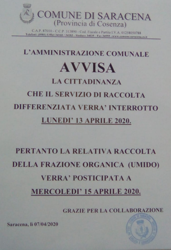 Avviso alla cittadinanza