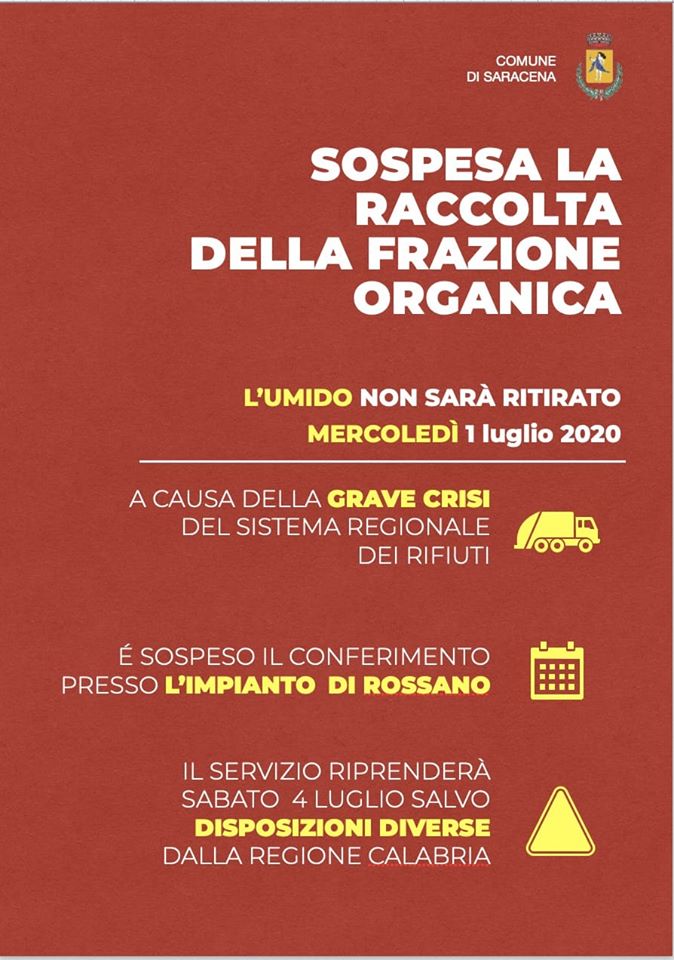 Avviso importante - sospesa la raccolta della frazione organica