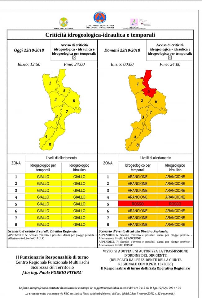 Avviso allerta meteo alla cittadinanza - criticita' arancione