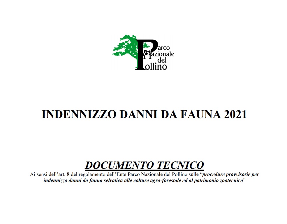 Documento tecnico per indennizzo danni da fauna selvatica - anno 2021