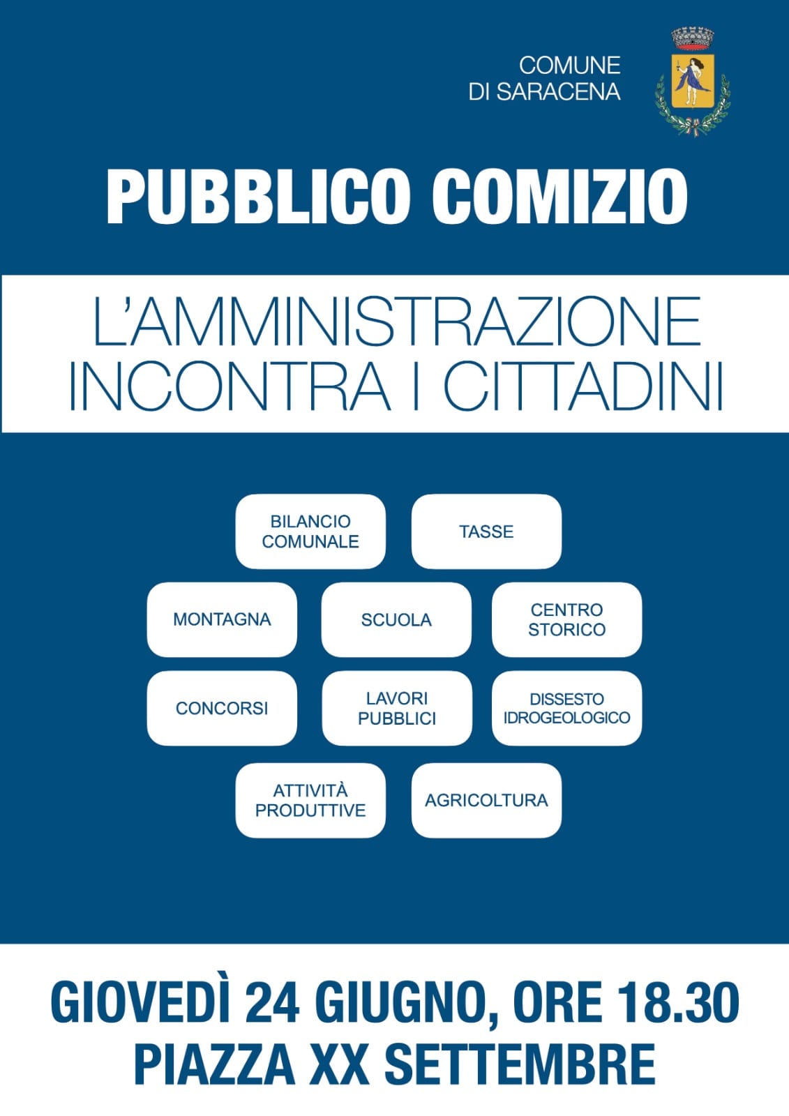 Pubblico comizio - giovedì 24 giugno ore 18:30