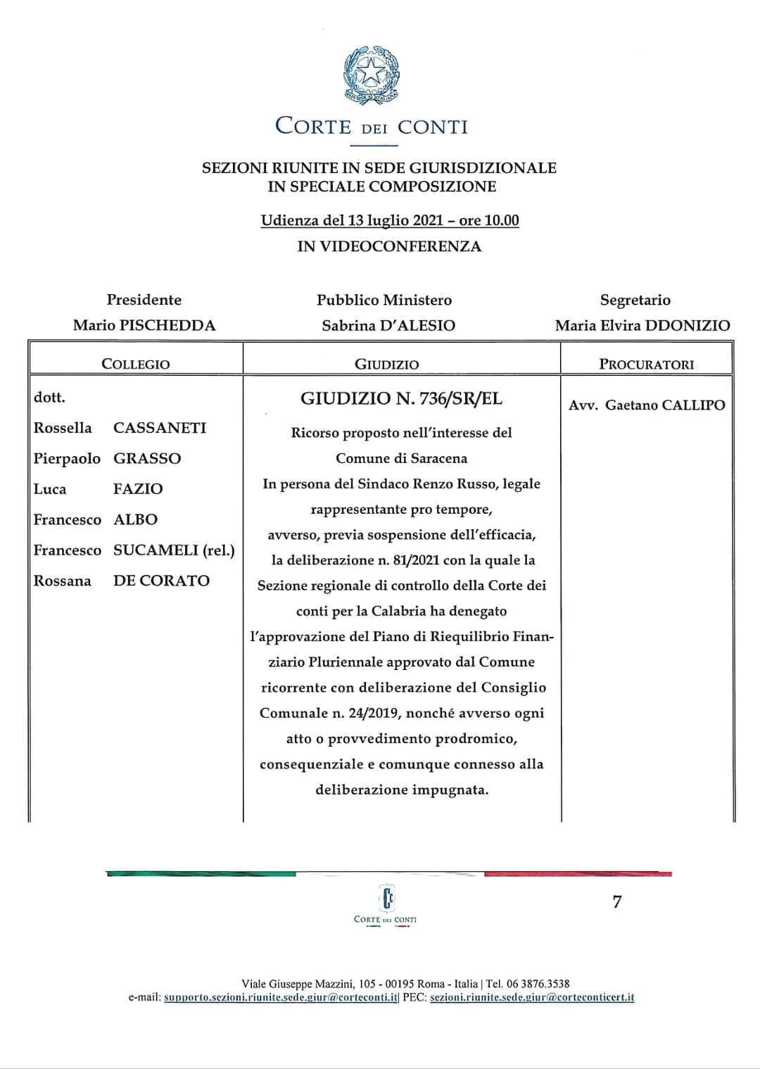 Abbiamo vinto!!! il comune di saracena non andrà in dissesto!!!